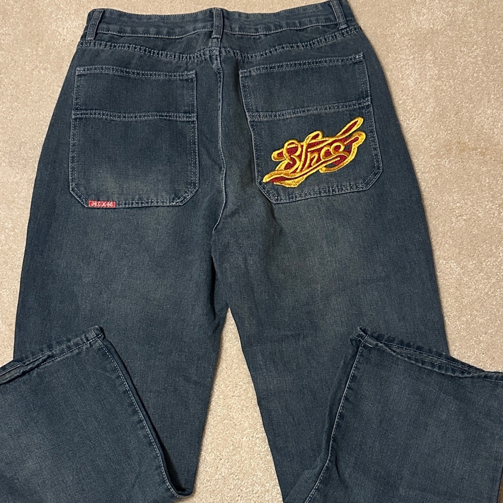 Vintage JNCO wide leg baggy jeans embroidered back pocket marked XL